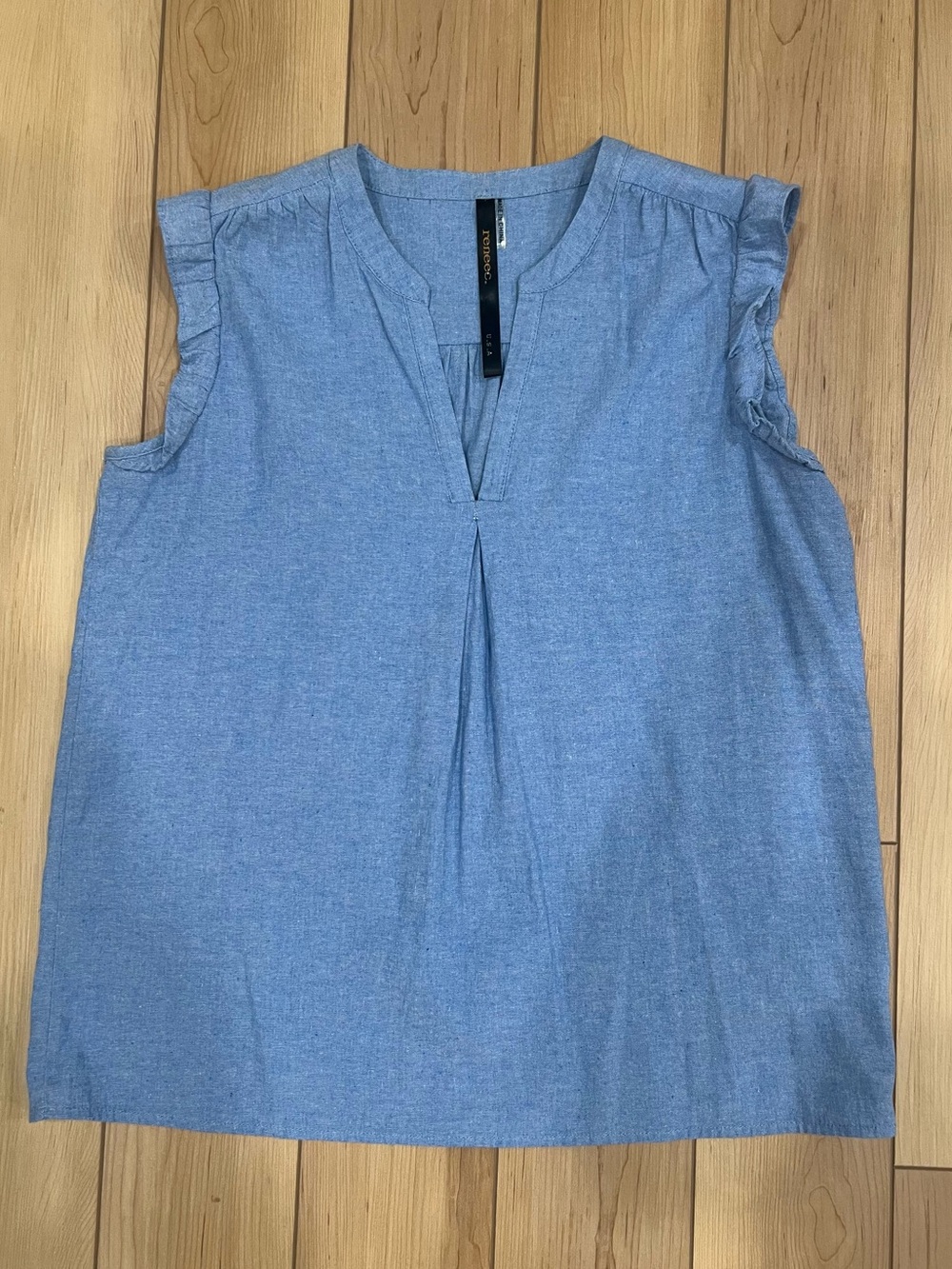 Renee C. Chambray Sleeveless Top
